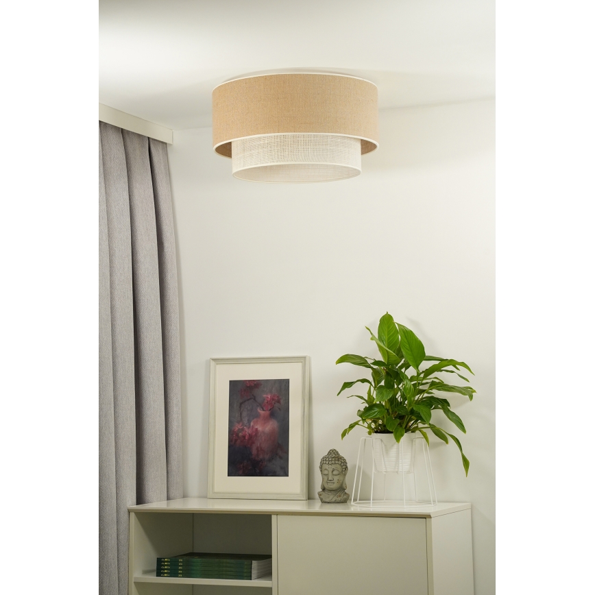 Duolla - Stropné svietidlo YUTE BOHO 3xE27/15W/230V pr. 60 cm hnedá/krémová