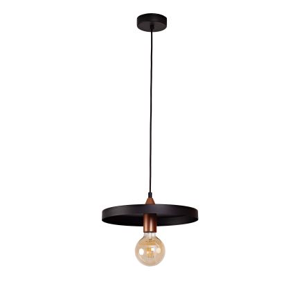 Duolla - Závesné svietidlo IRONLINE na lanku 1xE27/15W/230V, Ø 30 cm, čierna/medená