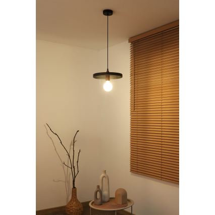 Duolla - Závesné svietidlo IRONLINE na lanku 1xE27/15W/230V, Ø 30 cm, čierna/medená