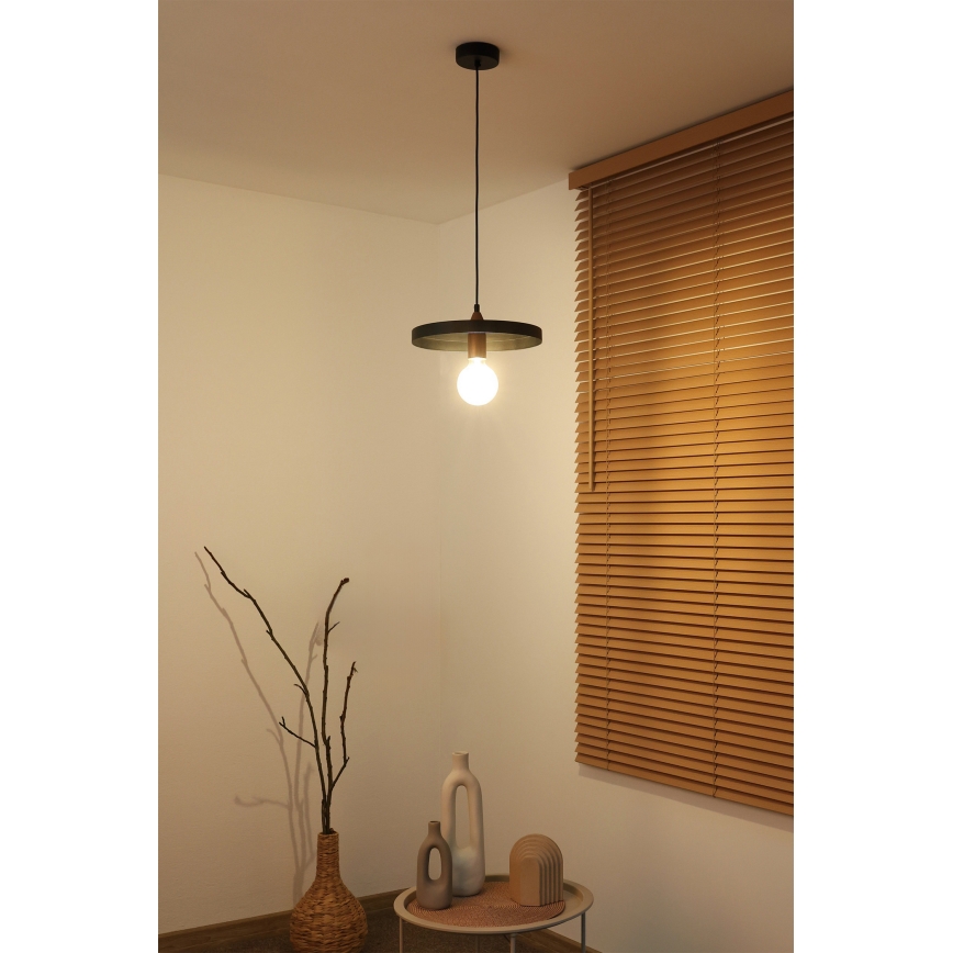 Duolla - Závesné svietidlo IRONLINE na lanku 1xE27/15W/230V, Ø 30 cm, čierna/medená