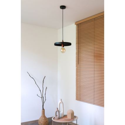 Duolla - Závesné svietidlo IRONLINE na lanku 1xE27/15W/230V, Ø 30 cm, čierna/medená