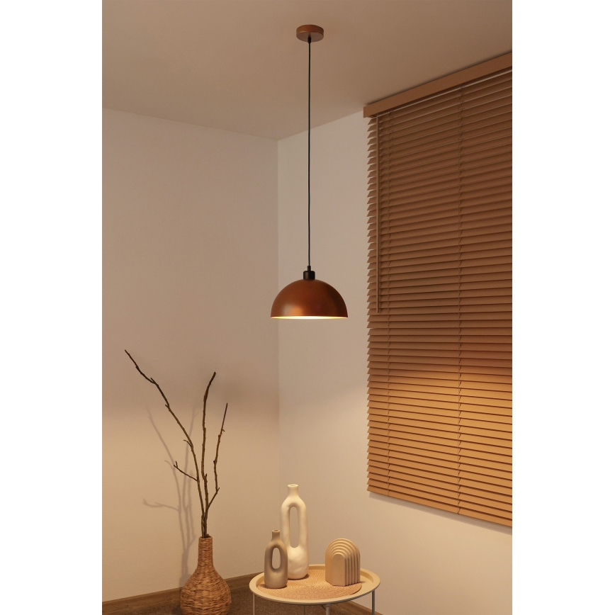 Duolla - Závesné svietidlo na lanku IRONLINE 1xE27/15W/230V pr. 27 cm medená/čierna