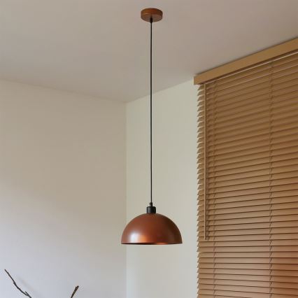 Duolla - Závesné svietidlo na lanku IRONLINE 1xE27/15W/230V pr. 27 cm medená/čierna