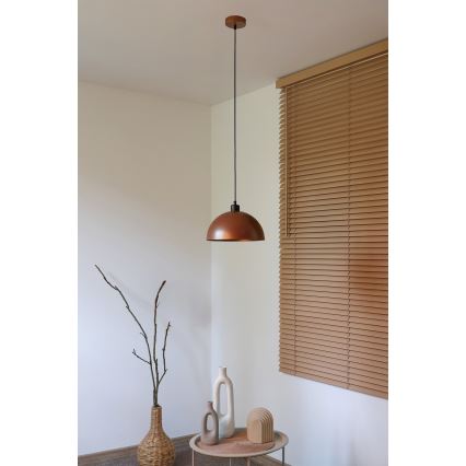 Duolla - Závesné svietidlo na lanku IRONLINE 1xE27/15W/230V pr. 27 cm medená/čierna
