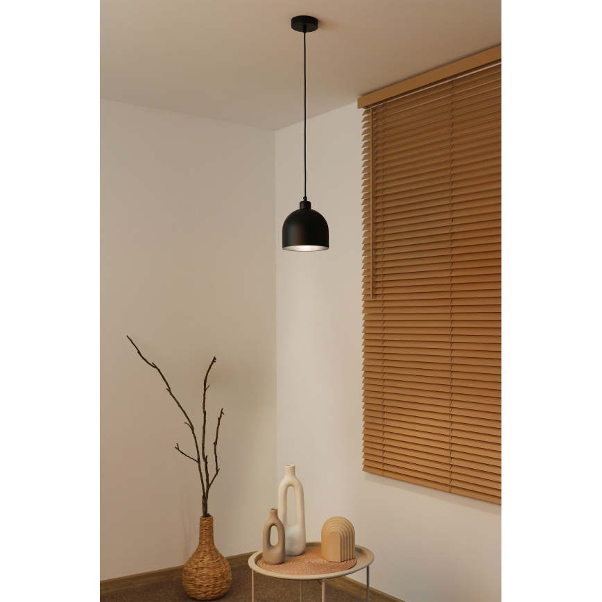 Duolla - Závesné svietidlo na lanku IRONLINE 1xE27/15W/230V priemer 17 cm čierna