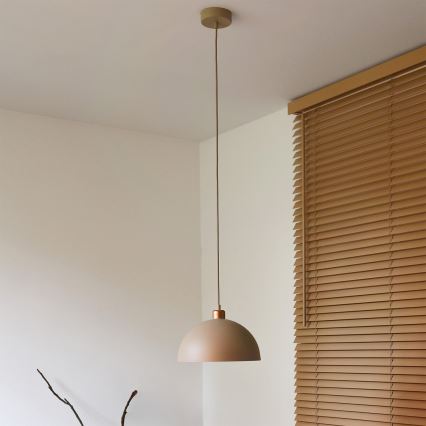 Duolla - Závesný luster na lanku IRONLINE 1xE27/15W/230V priemer 27 cm béžový/medený
