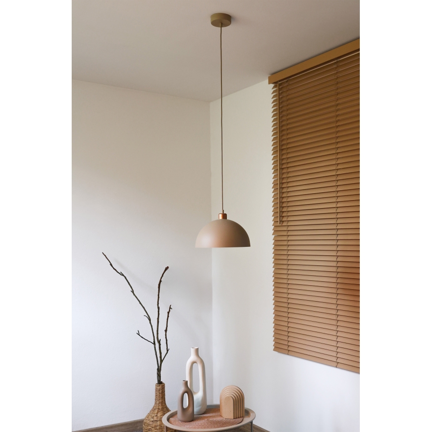 Duolla - Závesný luster na lanku IRONLINE 1xE27/15W/230V priemer 27 cm béžový/medený