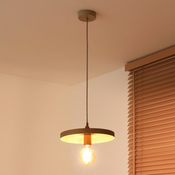 Duolla – závesný luster na lanku IRONLINE 1xE27/15W/230V, priemer 30 cm, béžová/medená