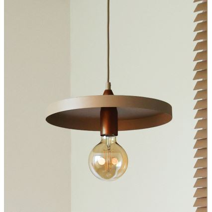 Duolla – závesný luster na lanku IRONLINE 1xE27/15W/230V, priemer 30 cm, béžová/medená