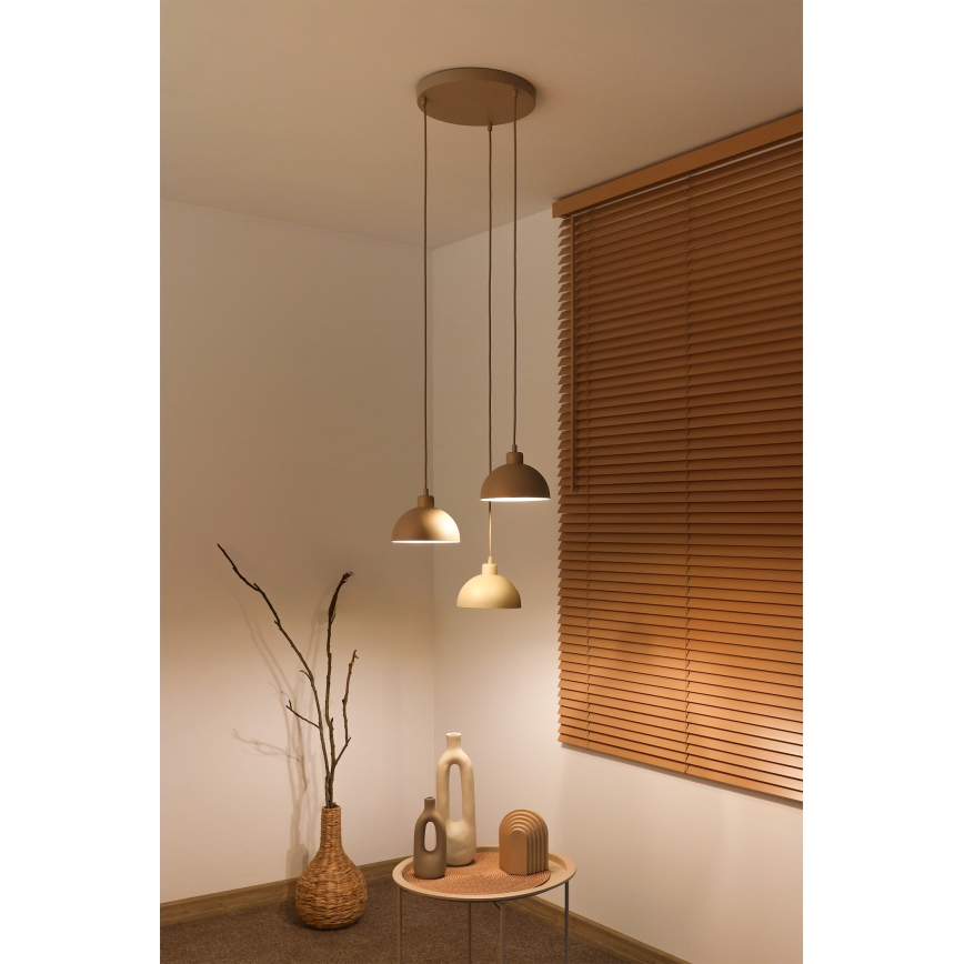 Duolla - Závesný luster na lanku IRONLINE 3xE27/15W/230V béžový