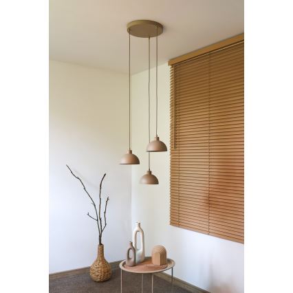 Duolla - Závesný luster na lanku IRONLINE 3xE27/15W/230V béžový
