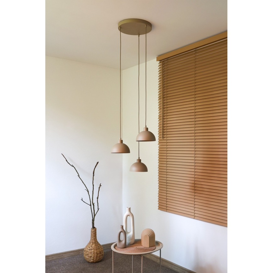 Duolla - Závesný luster na lanku IRONLINE 3xE27/15W/230V béžový