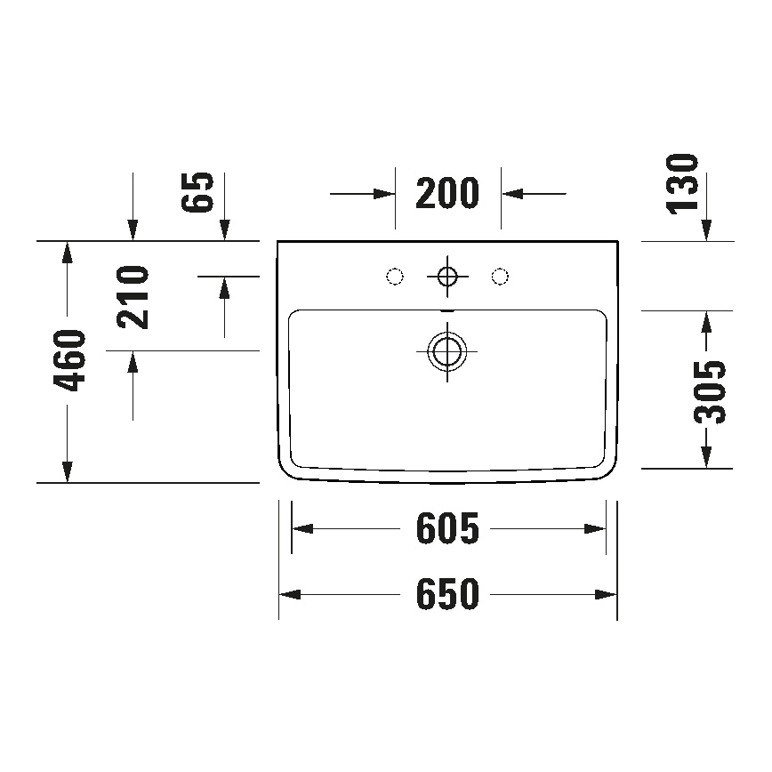 Duravit 23756500002 - Závesné umývadlo D-NEO 65x46 cm keramika/lesklá biela