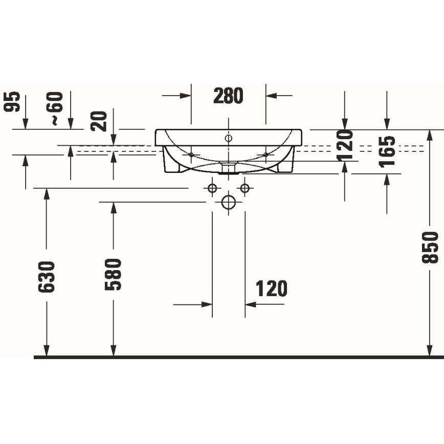 Duravit 24035500002 - Zapustené umývadlo D-CODE 55x45,5 cm keramika/lesklá biela