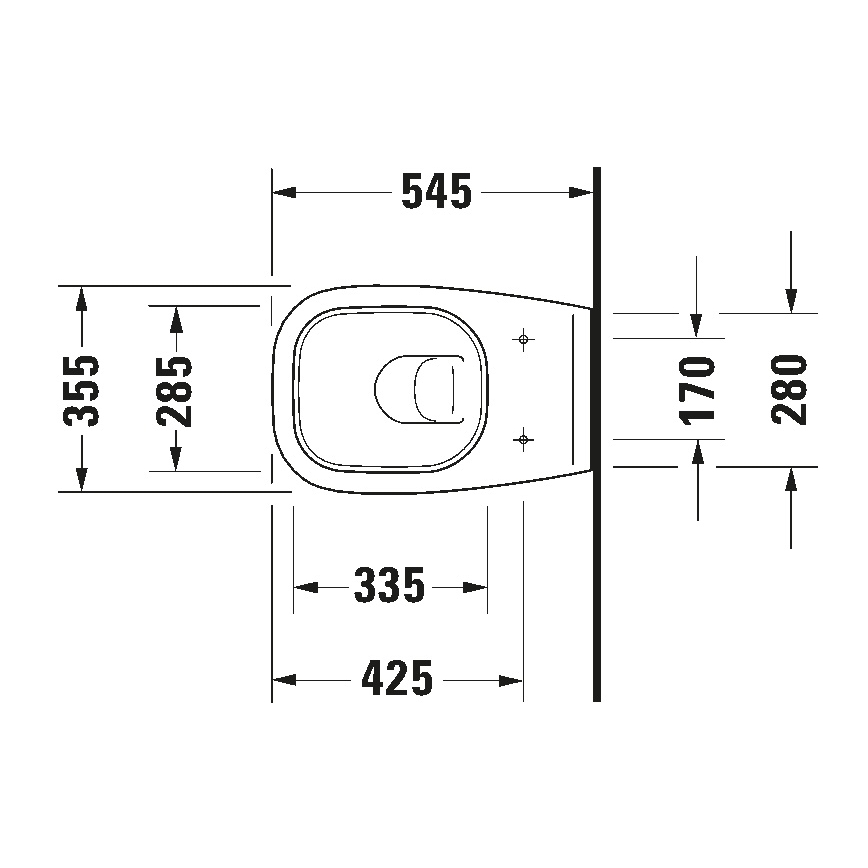 Duravit 25350900002 - Závesné WC D-CODE, keramika, lesklá biela