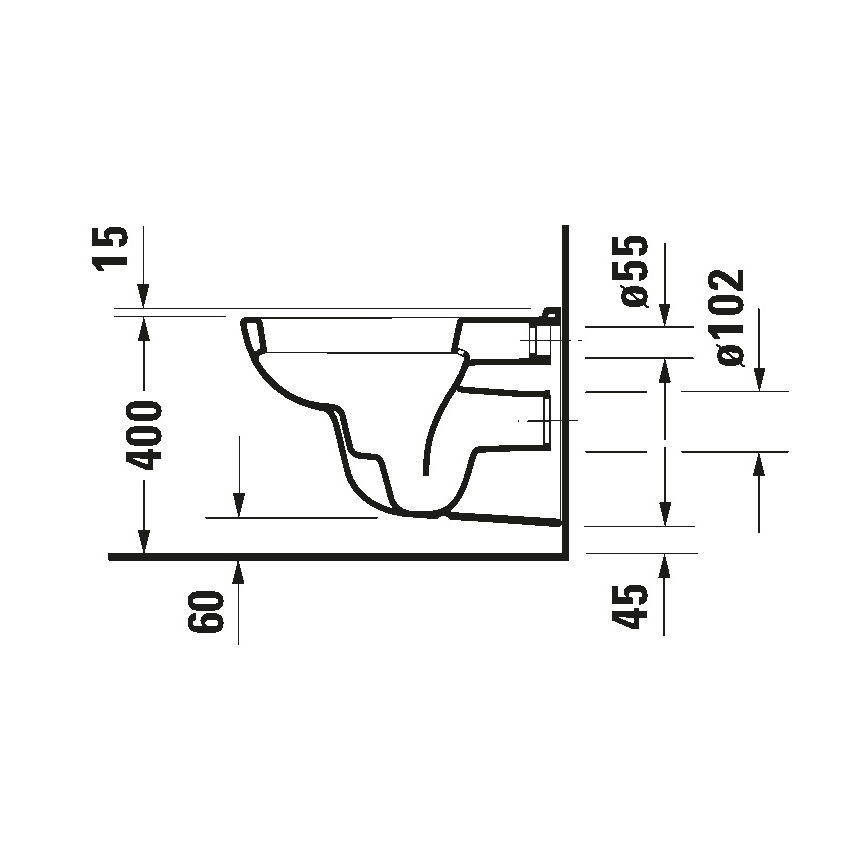Duravit 25350900002 - Závesné WC D-CODE, keramika, lesklá biela