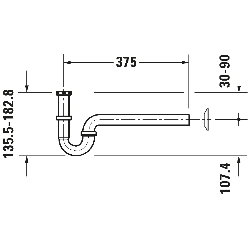 Duravit 50260000 - Umyvadlový sifón UNIVERSAL lesklý chróm