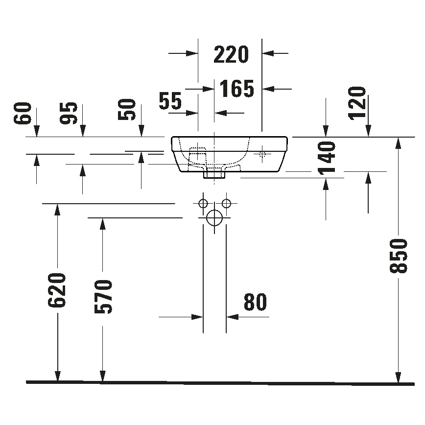 Duravit 7494000412 - Závesné umývadlo D-CODE 40x22 cm keramika/lesklá biela