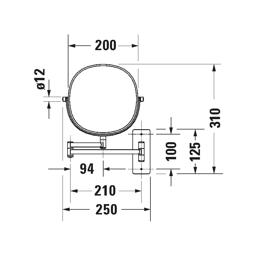 Duravit 99121000 - Nástenné kozmetické zrkadlo D-CODE, lesklý chróm
