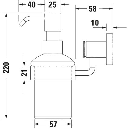 Duravit 99161000 -Nástenný dávkovač mydla D-CODE 390 ml mliečne sklo/lesklý chróm