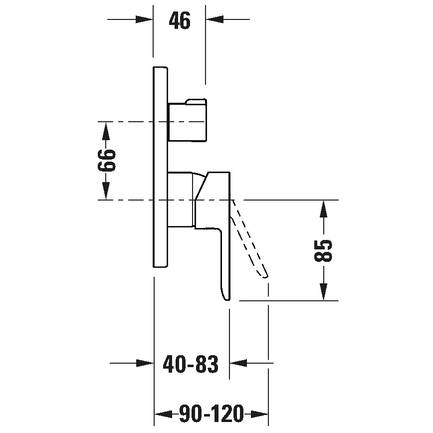 Duravit DC4210012046 - Sprchová batéria pre podomietkovú inštaláciu D-CODE matná čierna