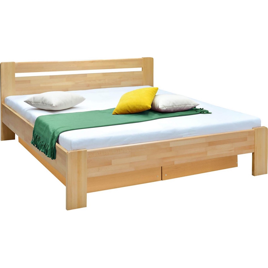 Dvojlôžková posteľ s roštom a úložným priestorom z masívu AMARA 180x200 cm buk