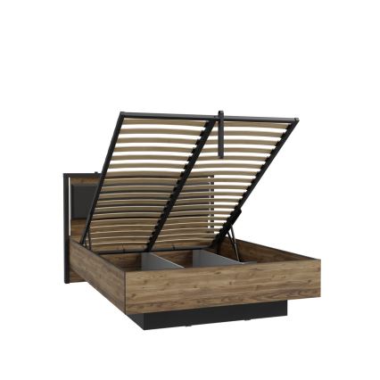 Dvojlôžková posteľ s úložným priestorom OREN 140x200 cm hnedá/čierna