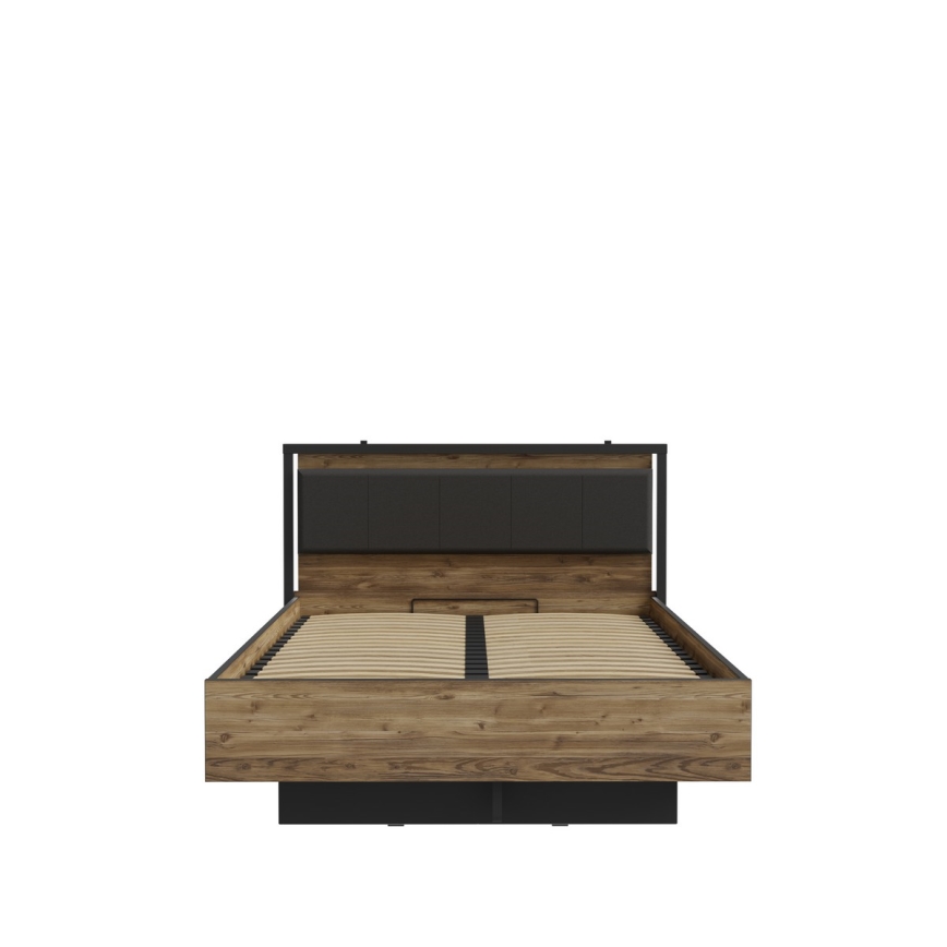 Dvojlôžková posteľ s úložným priestorom OREN 140x200 cm hnedá/čierna