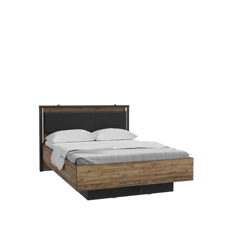 Dvojlôžková posteľ s úložným priestorom OREN 140x200 cm hnedá/čierna
