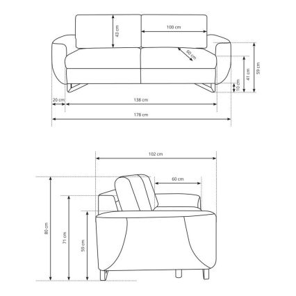 Dvojmiestna sedačka AVESTA sivá