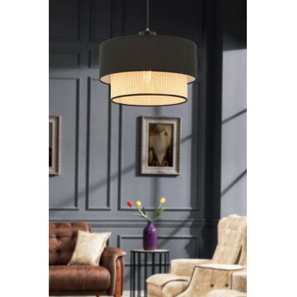 ECHO luster 1xE27/60W/230V čierna/bežová