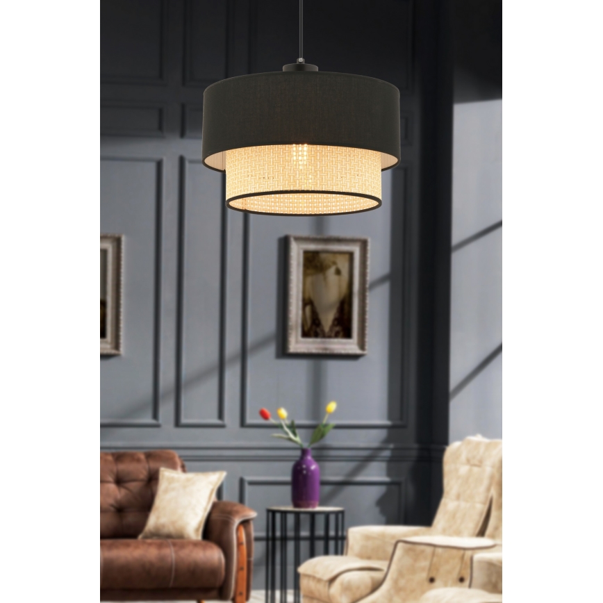 ECHO luster 1xE27/60W/230V čierna/bežová