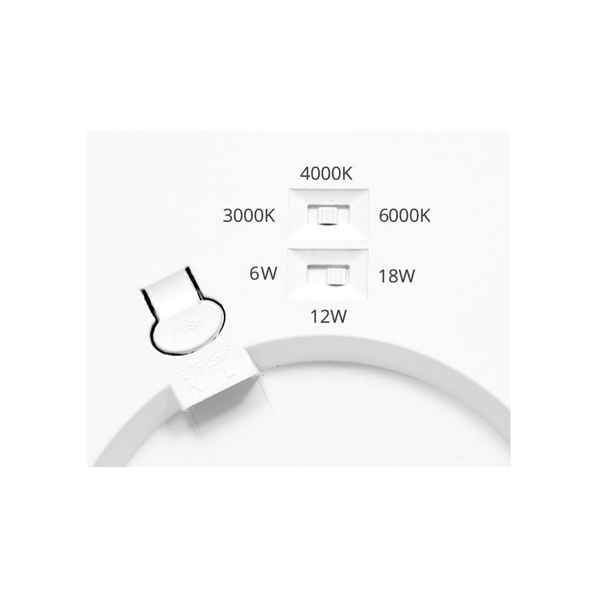 LED Stmievateľný panel LEXA LED/6/12/18W/230V 3000/4000/6000K pr. 22,5 cm čierna