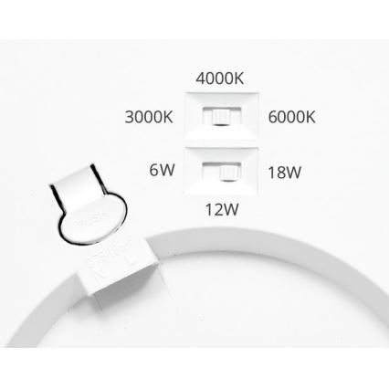 LED Stmievateľné podhľadové svietidlo so senzorom LEXA LED/6/12/18W/230V 3000/4000/6000K pr. 22,5 cm biela