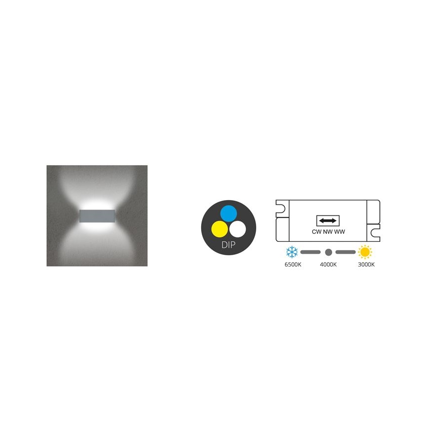 LED Vonkajšie nástenné svietidlo BRICK 2xLED/6W/230V 3000/4000/6500K IP65 biela