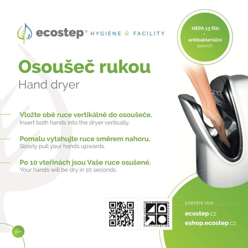 EcoStep 100001 - Informačná tabuľka pre sušič rúk R1.1 CZ/ENG