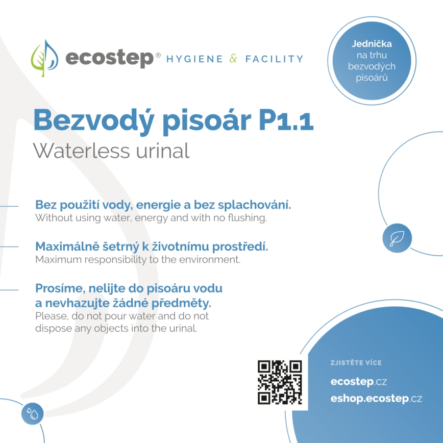 EcoStep 100002 - Informačná ceduľa pre bezvodný pisoár P1.1 CZ/ENG