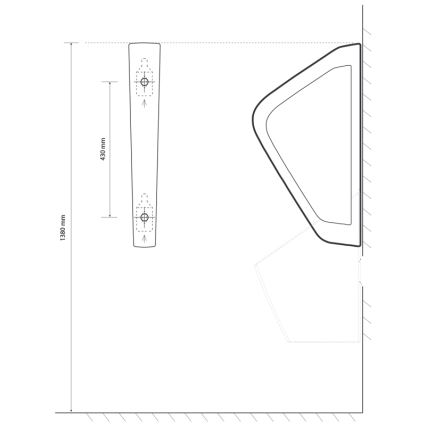 EcoStep 33001 - Pisoárová deliaca stena 57,5x36 cm keramika/biela