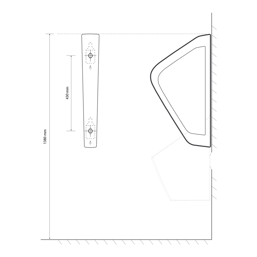 EcoStep 33001 - Pisoárová deliaca stena 57,5x36 cm keramika/biela