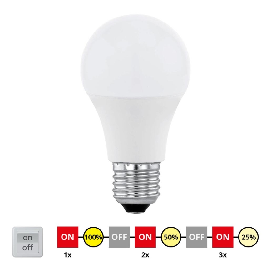 EGLO 11562 - LED žiarovka cyklicky stmievateľná  E27/10W/230V - STEPDIMMING neutrálna