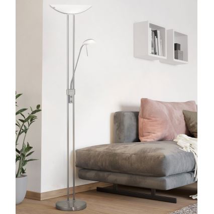 Eglo 25869 - Stmievateľná stojacia lampa BAYA 1xR7s/230W/230V + 1xG9/33W matný chróm