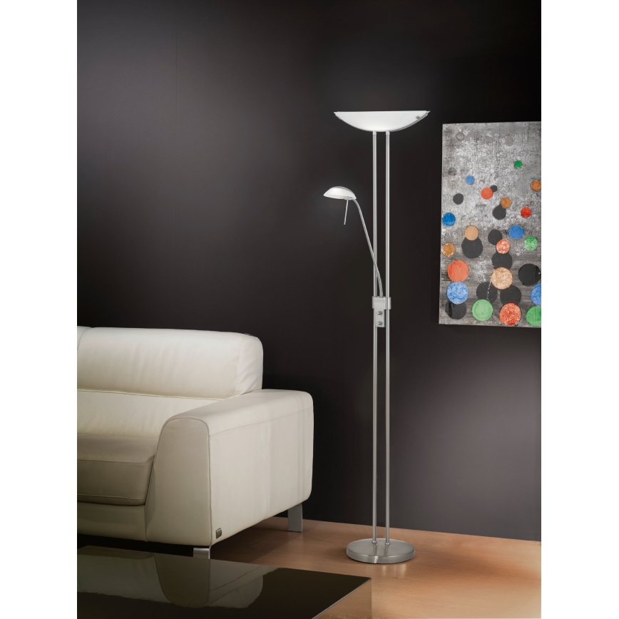 Eglo 25869 - Stmievateľná stojacia lampa BAYA 1xR7s/230W/230V + 1xG9/33W matný chróm