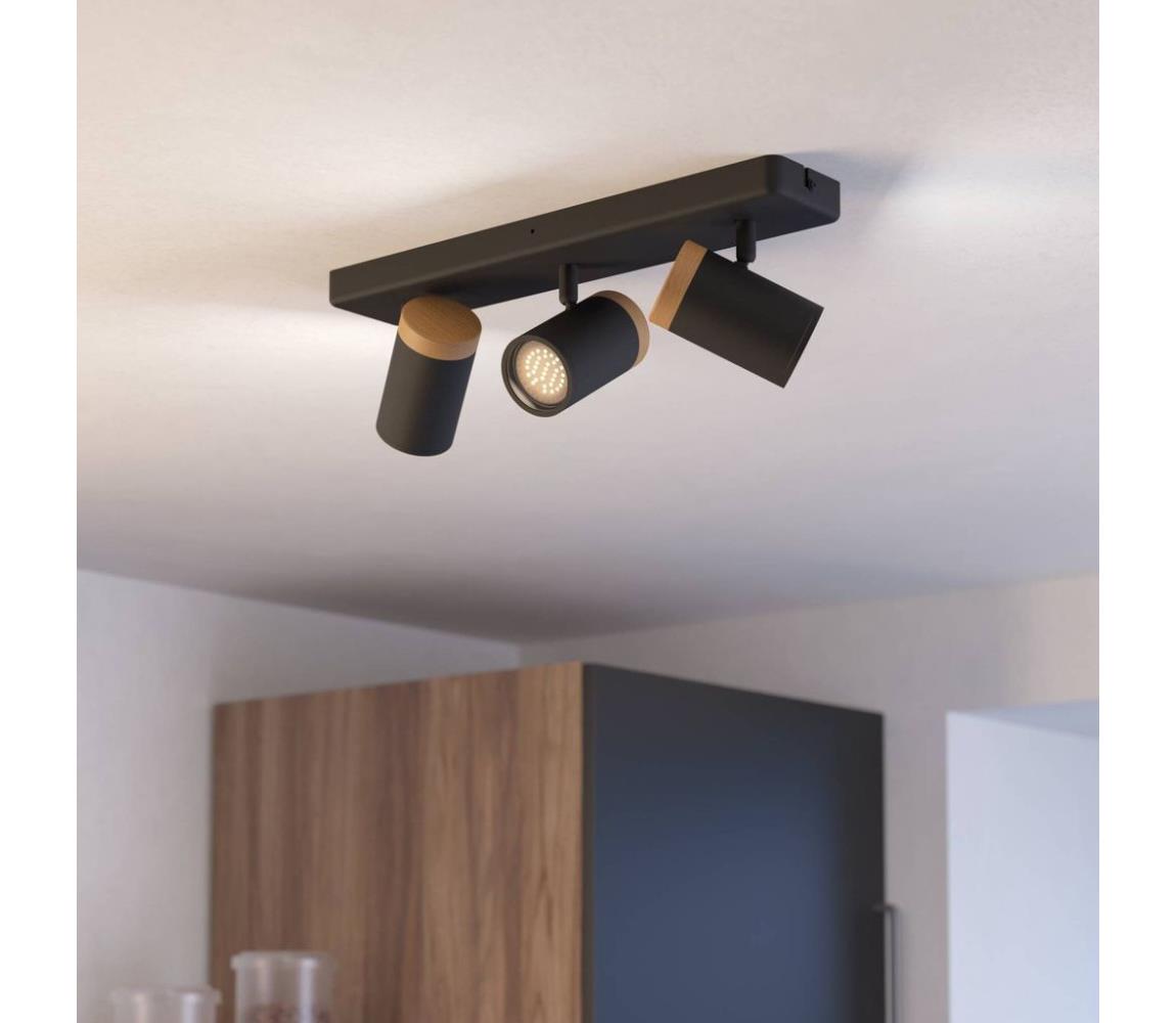 Eglo 300002 - Kúpeľňové bodové svietidlo CONSUMA 3xGU10/3W/230V IP44 čierna/béžová 300002