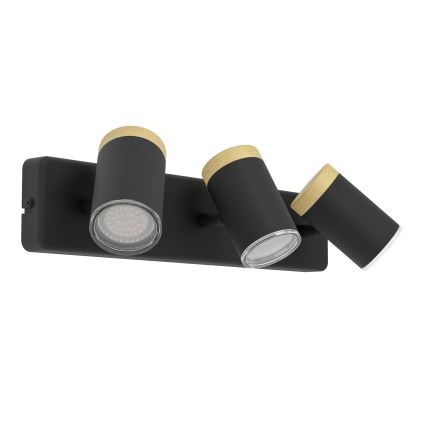 Eglo - Kúpeľňové bodové svietidlo 3xGU10/3W/230V IP44 čierne/béžové