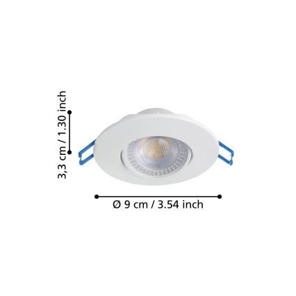 Eglo - SADA 10 ks LED podhľadových svietidiel LED/4,9W/230V 2700/4000/6500K pr. 9 cm biela