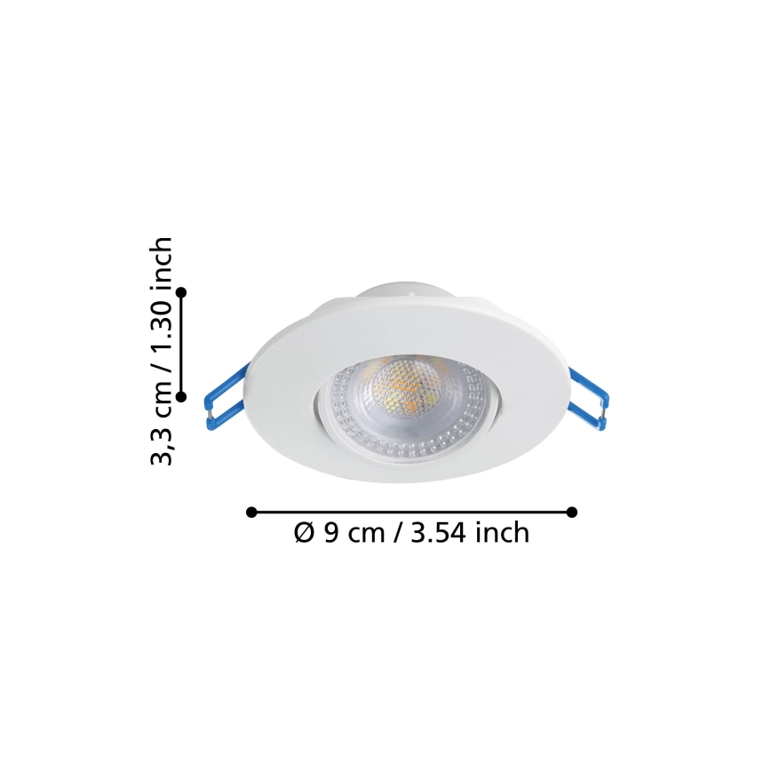Eglo - SADA 10 ks LED podhľadových svietidiel LED/4,9W/230V 2700/4000/6500K pr. 9 cm biela