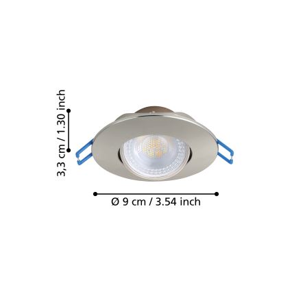 Eglo - SADA 10× zapustených LED svietidiel LED/4,9W/230V 2700/4000/6500K pr. 9 cm matný chróm