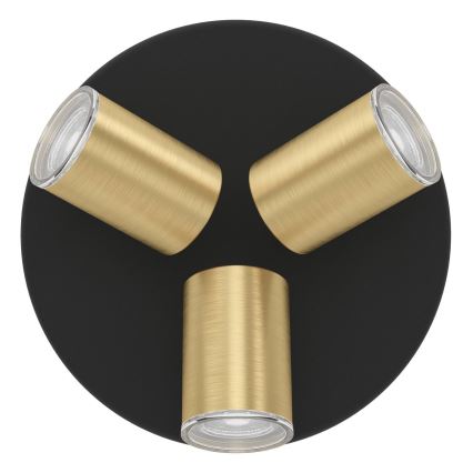 Eglo - Kúpeľňové bodové svietidlo 3xGU10/5W/230V priemer 25 cm IP44 čierna/zlatá