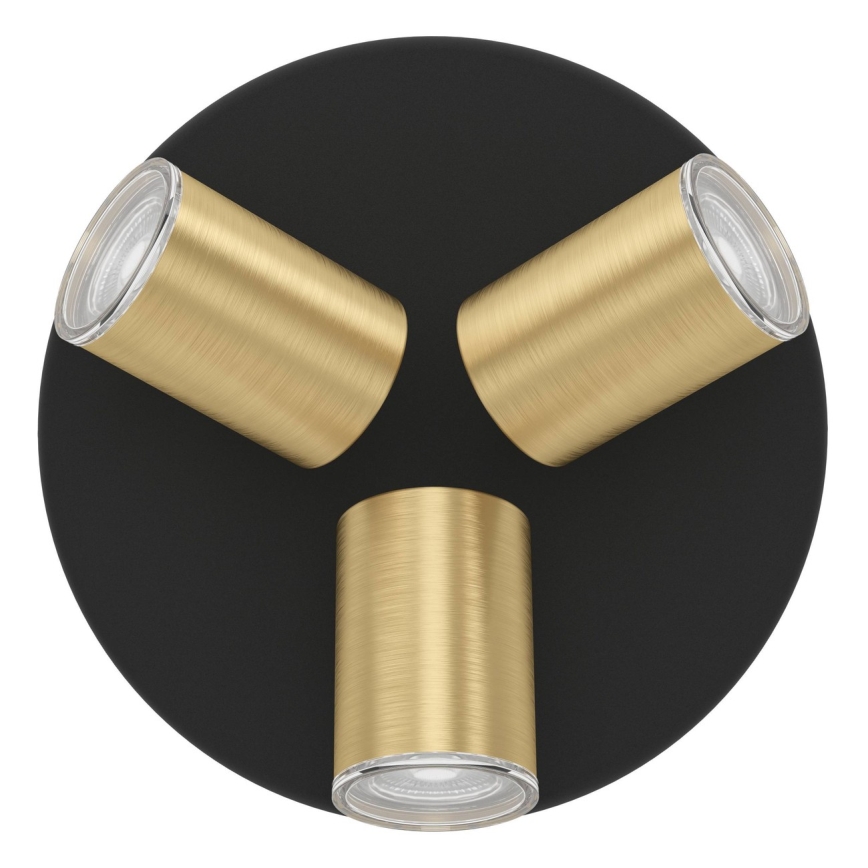 Eglo - Kúpeľňové bodové svietidlo 3xGU10/5W/230V priemer 25 cm IP44 čierna/zlatá