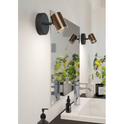 Eglo - Nástenné bodové svietidlo do kúpeľne 1xGU10/5W/230V IP44 čierna/hnedá
